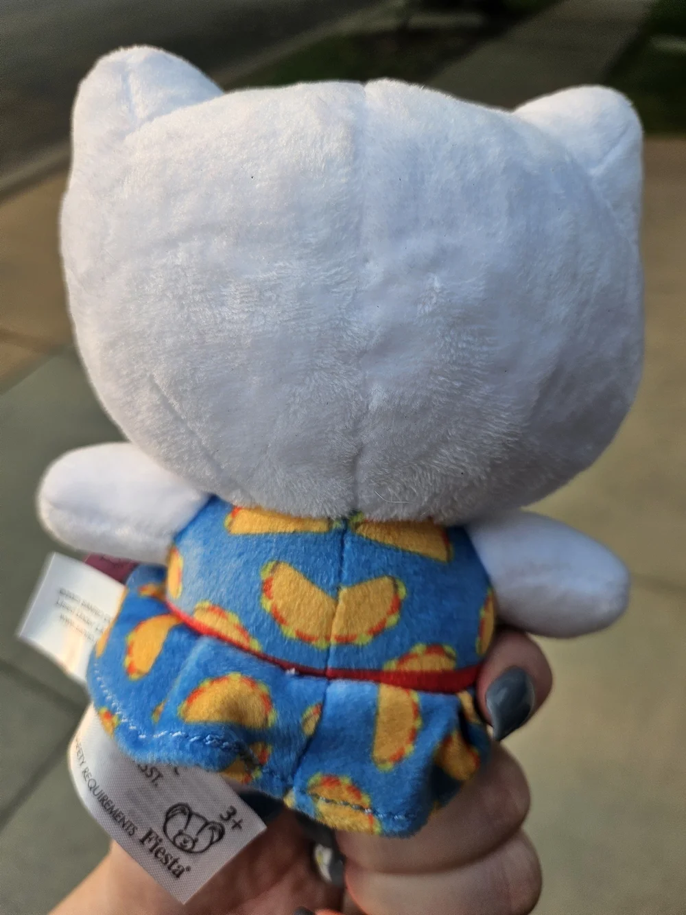 Sanrio Hello Kitty White Plush with Blue Bow and Multicolor Dress